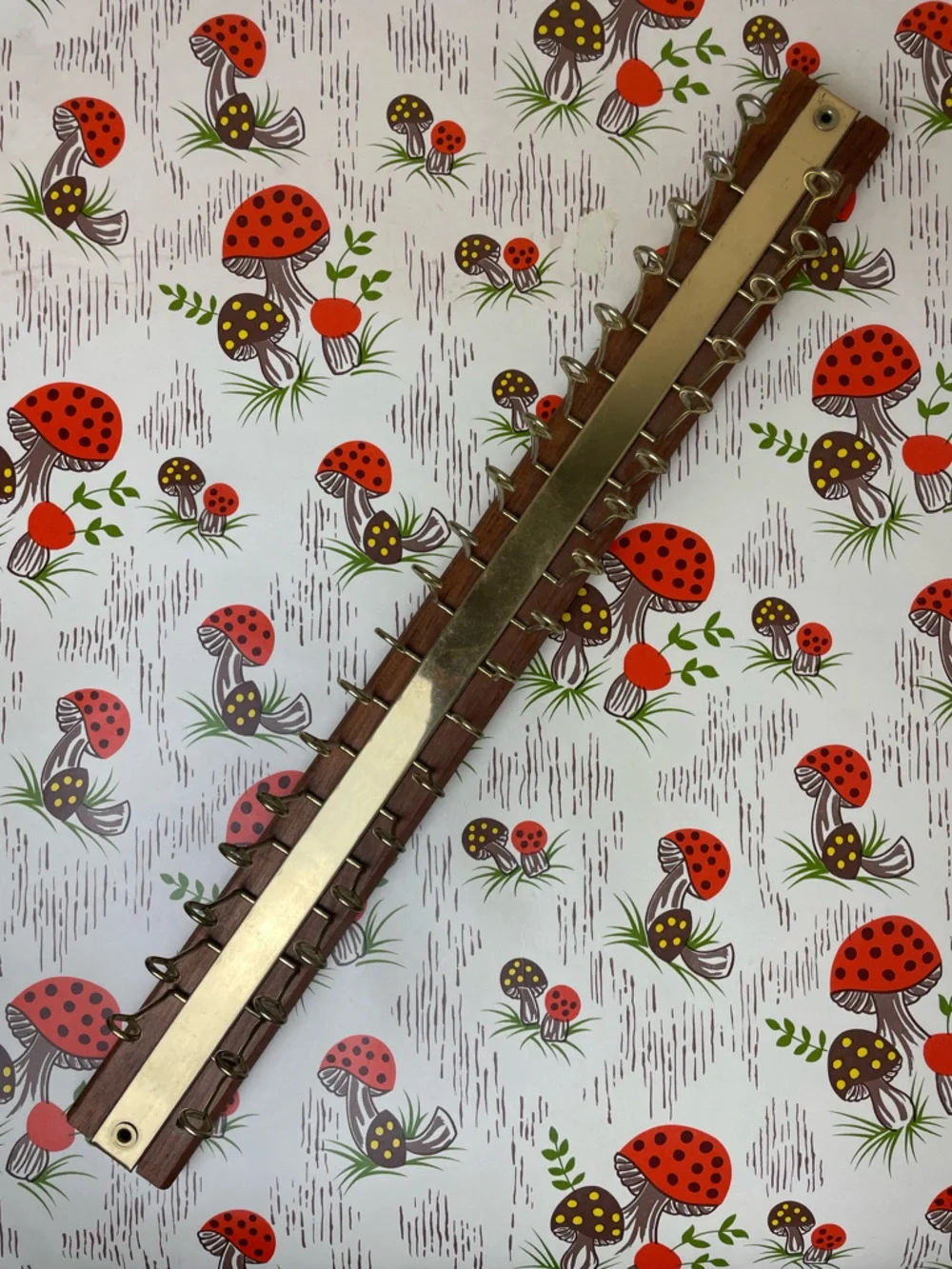 Vintage Wood Gold Mounted Tie Rack Organizer